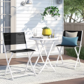 3-piece White Folding Metal Bistro Table And Chairs Set For Sale